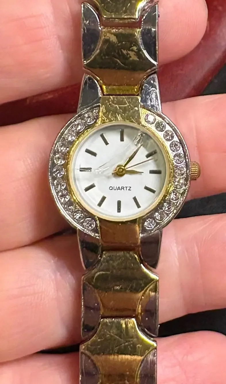 Women's Two Tone Blair Watch, Crystal Accents, Bracelet Band  Size 6 1/2